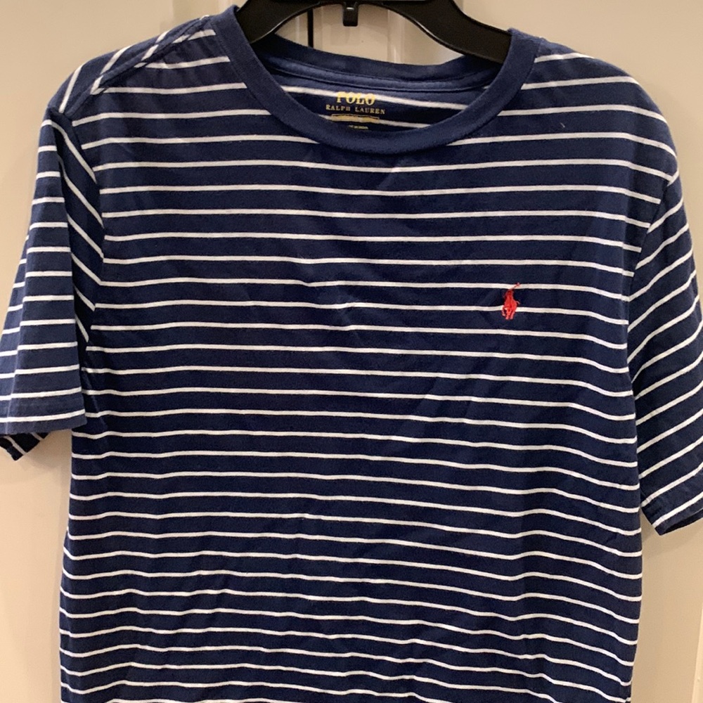 Boy’s Ralph Lauren Polo T Shirt size Large (14-16) Blue and white striped